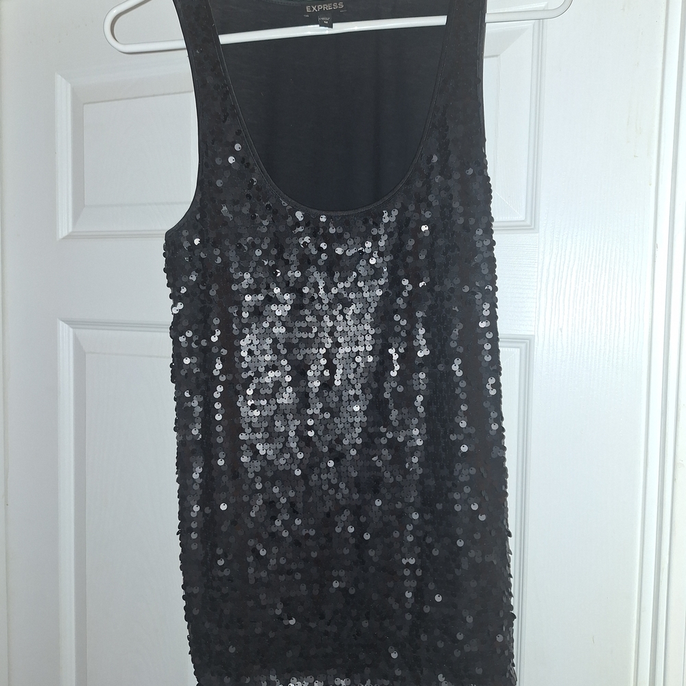 Express Black Sequin Tank Top